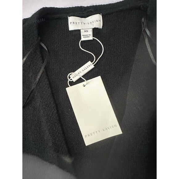 NWT Pretty Lavish Black Knit Wrap Midi Dress Long Sleeve Bodycon A-line Size XS - Picture 5 of 7